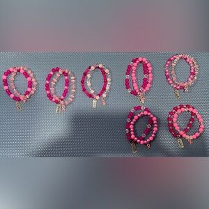 ✨ Handmade Stretch Breast Cancer Bracelet Set ✨